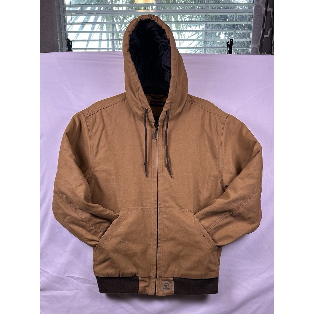 Wolverine Men's Coat Small Lined & Hooded Brown Canvas Workwear Full Zip